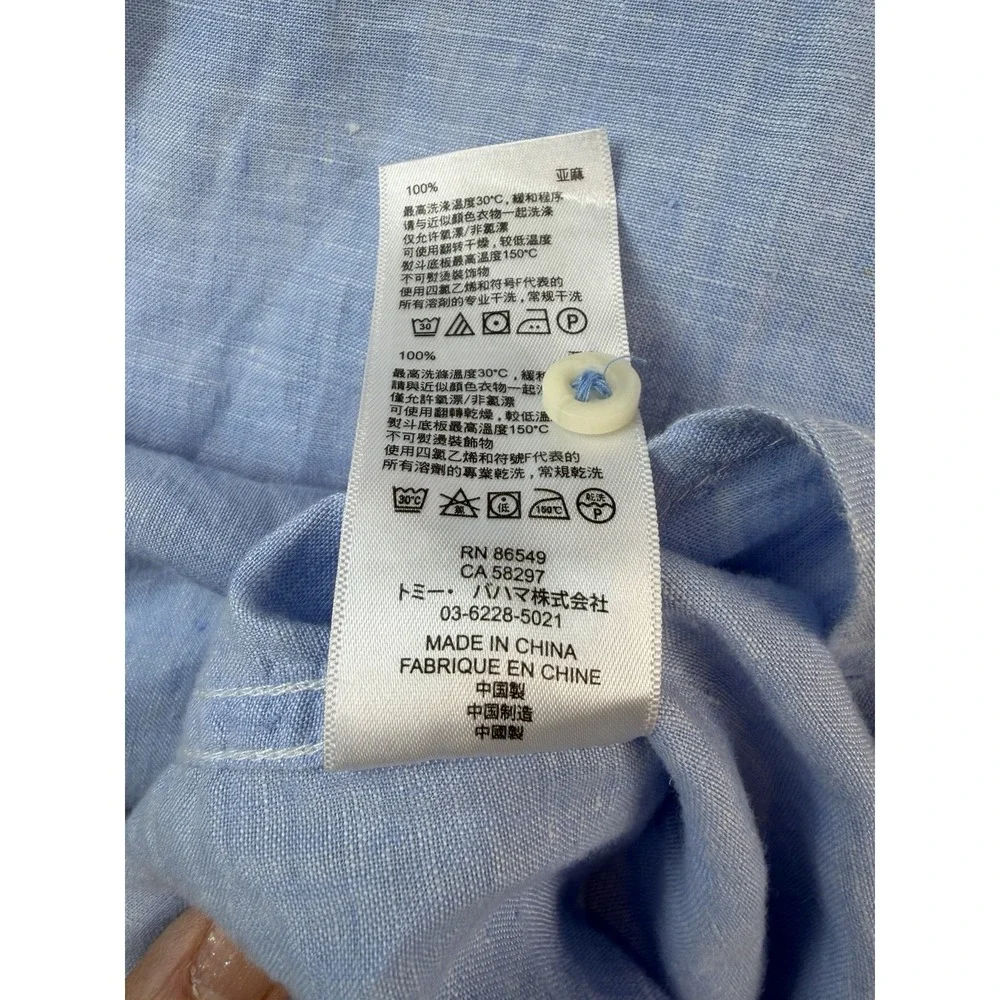 Tommy Bahama Shirt Mens XXL 100%‎ Linen Short Sleeve Button Up Light Blue